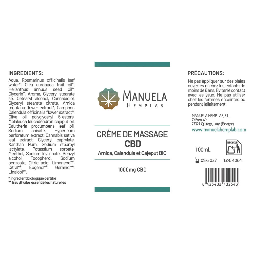 Crème de massage CBD Ma boutique